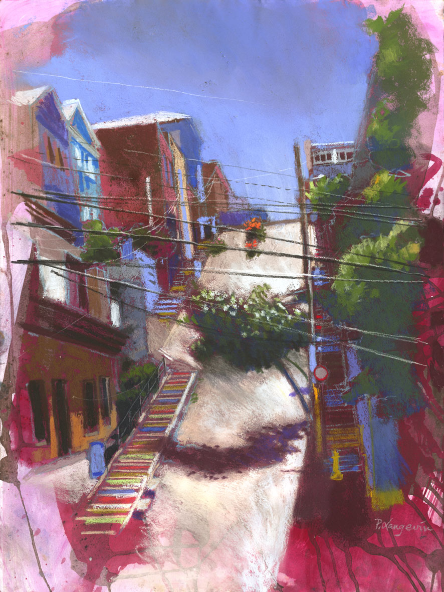 Escalier multicolore à Valparaiso