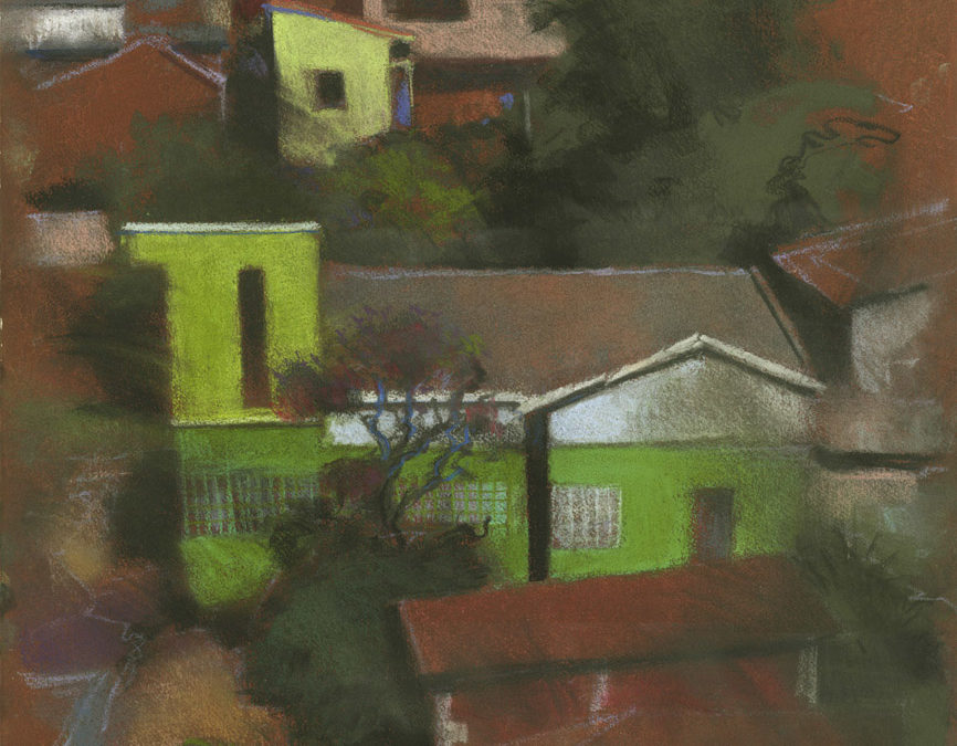 Maisons vertes à Valparaiso